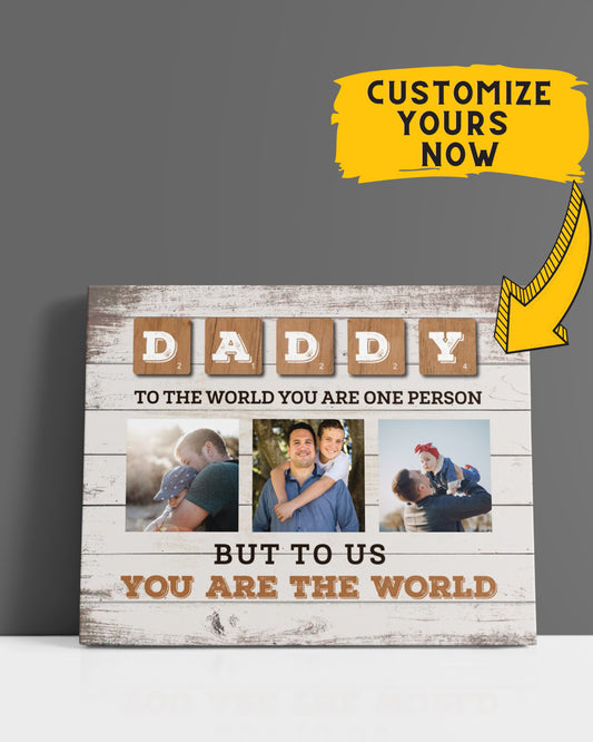 Customizable Father Photo Wall Art Canvas - Dad Personalized Horizontal Canvas