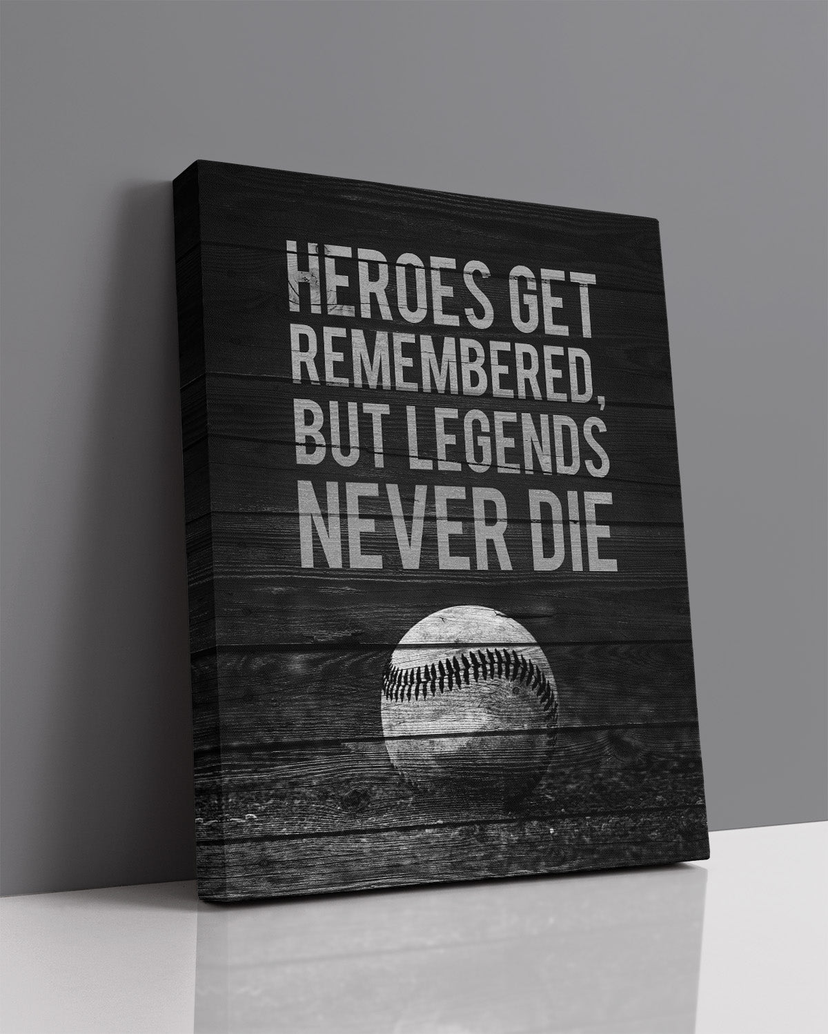 Heroes Get Remembered Legends Never Die - Baseball Motivational Sports Quotes - Baseball Wall Art for Boys Bedroom, Baseball Coach Gift - Inspirational Baseball Wall Decor