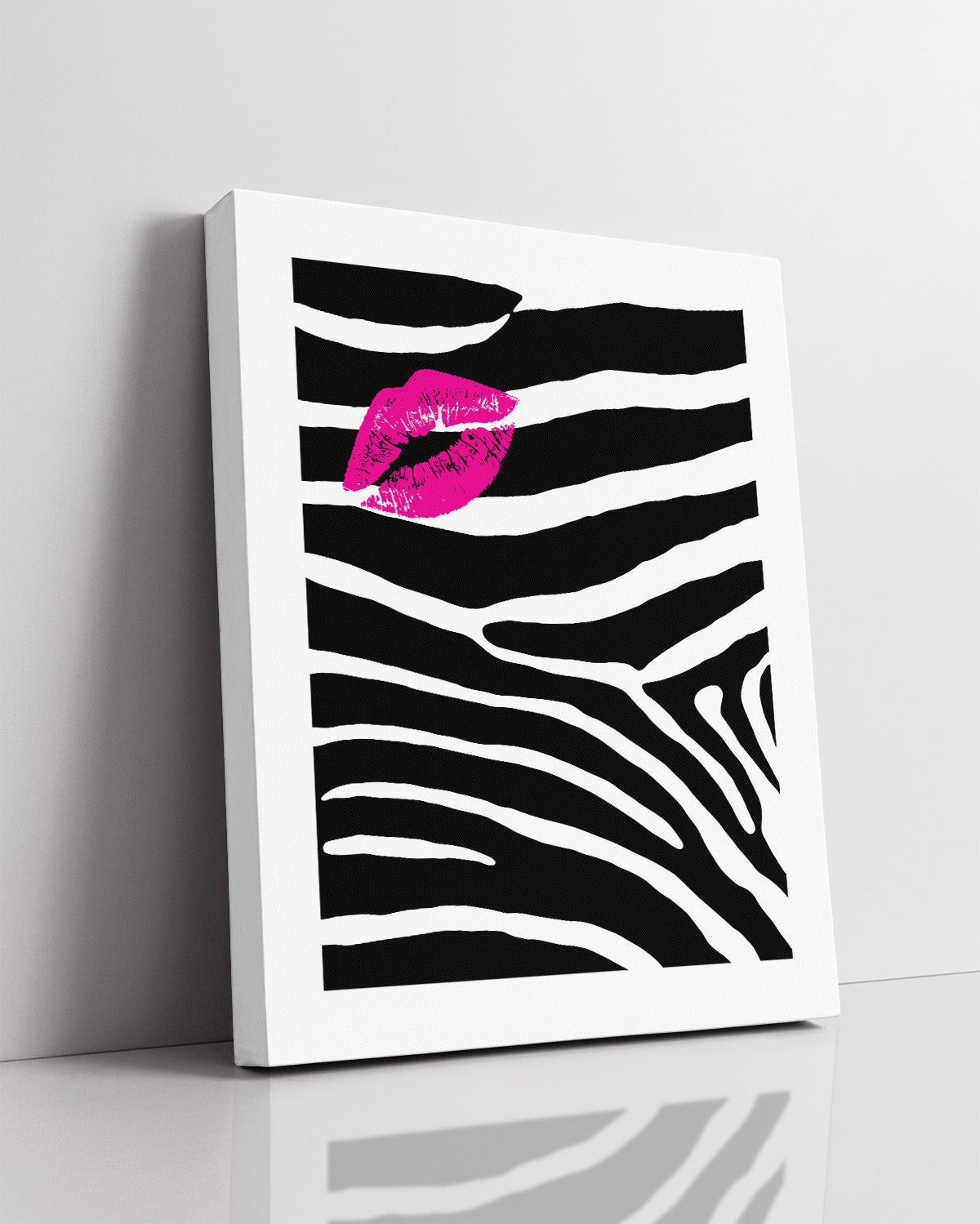 Govivo Hot Pink Zebra Print Home Decor - Bedroom Decor for Women - Glam Teen Girl Room Decor - Lips Decorations for Bathroom - Makeup Wall Art - Fashion Lip Decor