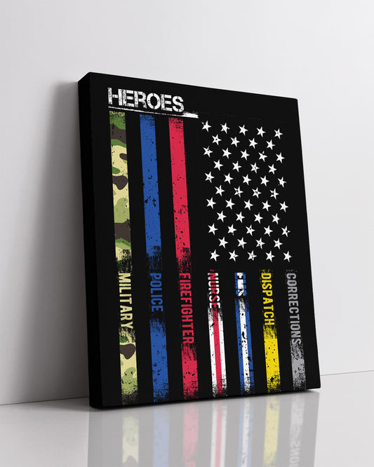 Heroes - Wall Decor Art Print with a black background