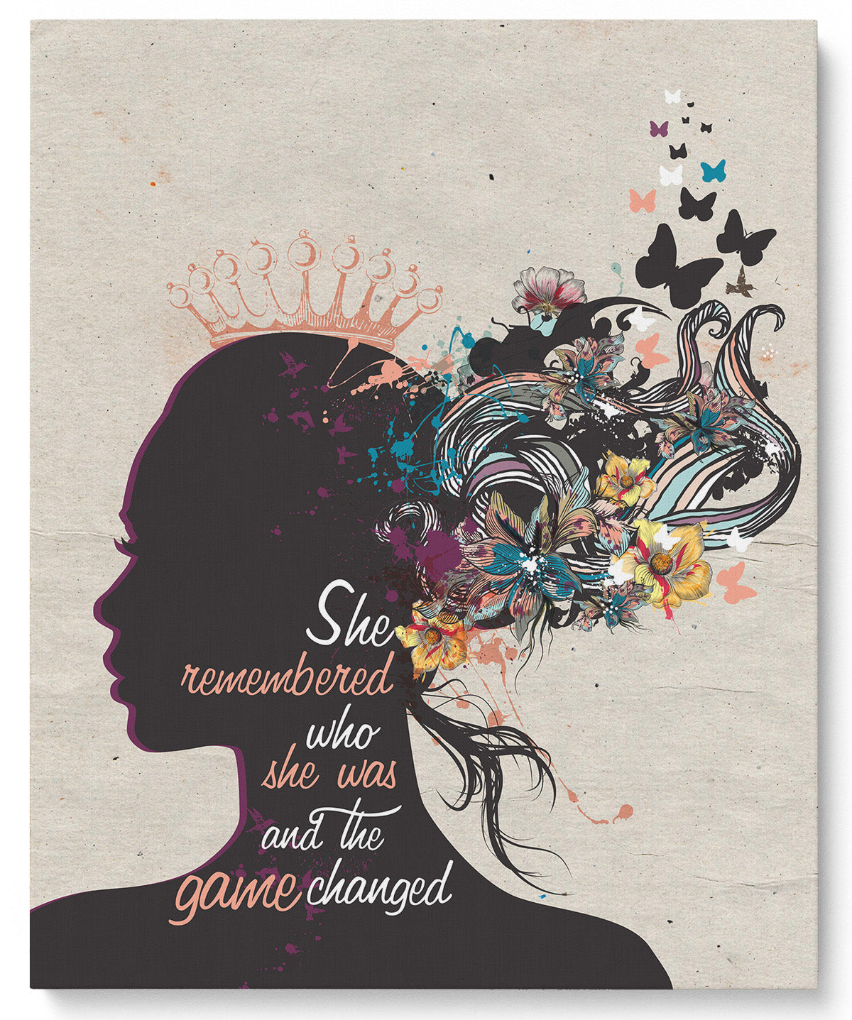 She Remembered Who She Was and The Game Changed Inspirational Wall Art - Positive Affirmations Wall Decor for Women Girls Teens Daughter - Uplifting Aesthetic Home Decor