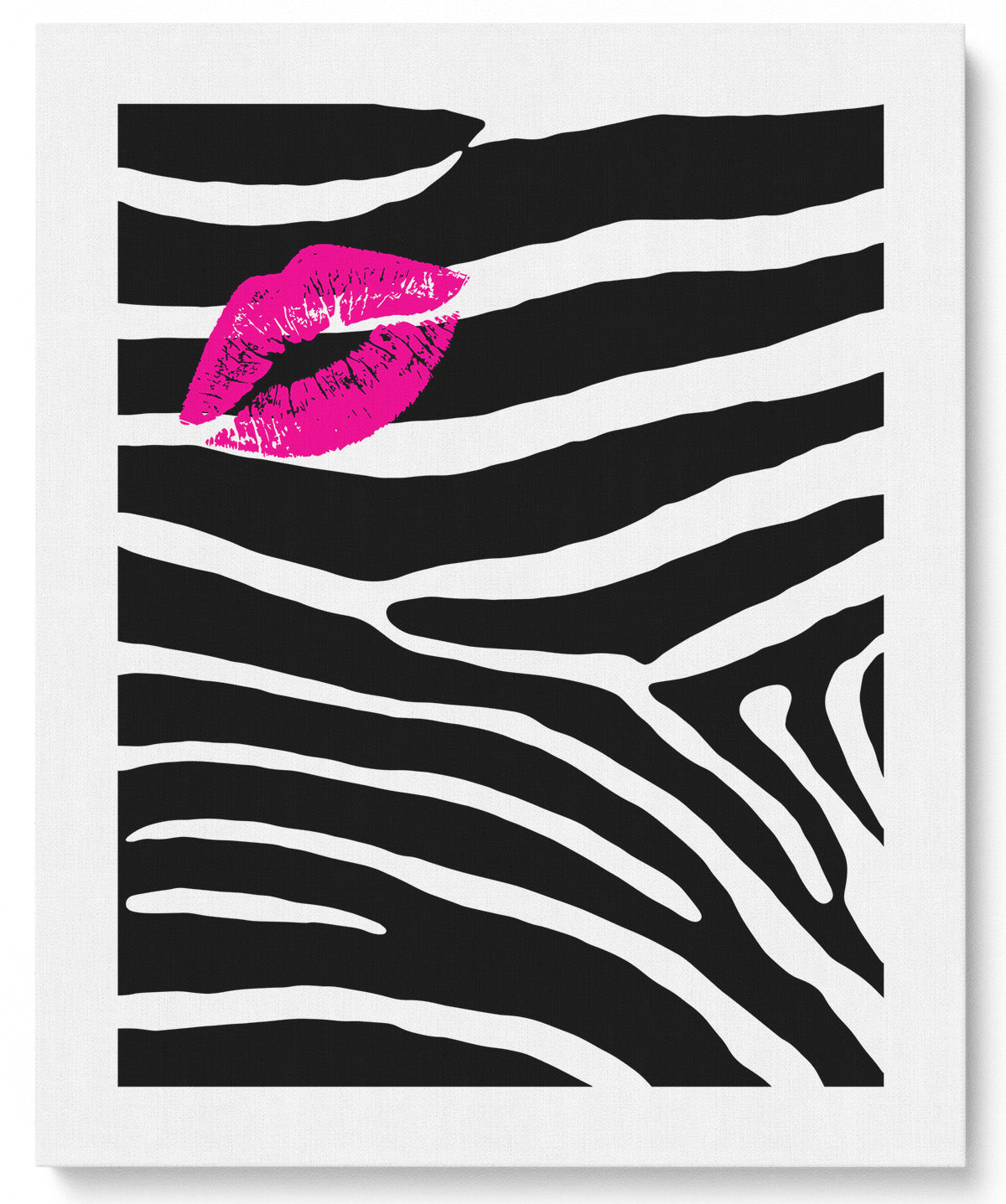 Govivo Hot Pink Zebra Print Home Decor - Bedroom Decor for Women - Glam Teen Girl Room Decor - Lips Decorations for Bathroom - Makeup Wall Art - Fashion Lip Decor