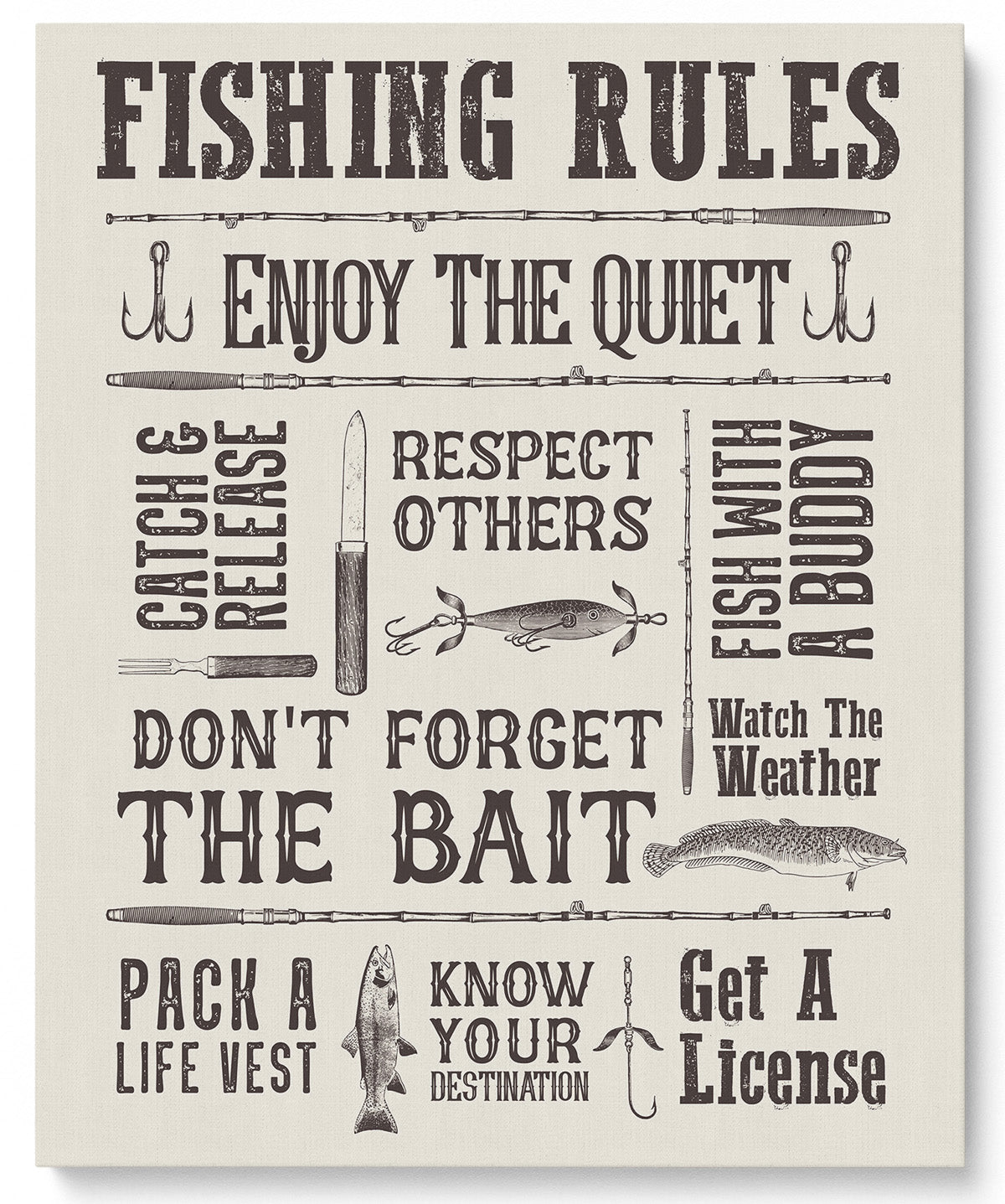 Fishing Rules - Great gift for fishing enthusiasts - fishing-themed artwork