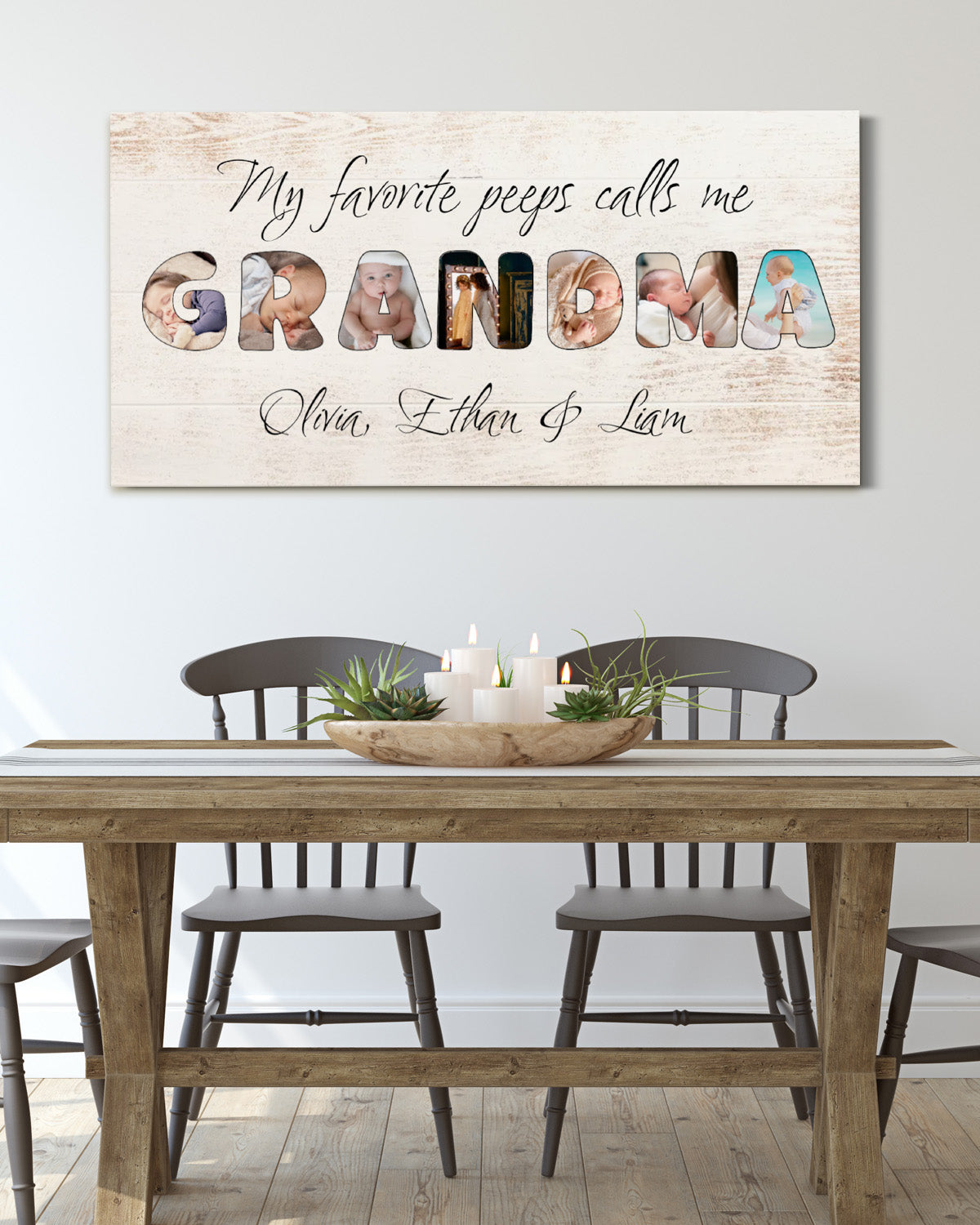 Customizable Grandma Photo Wall Art Canvas - Grand mother Personalized Horizontal Canvas