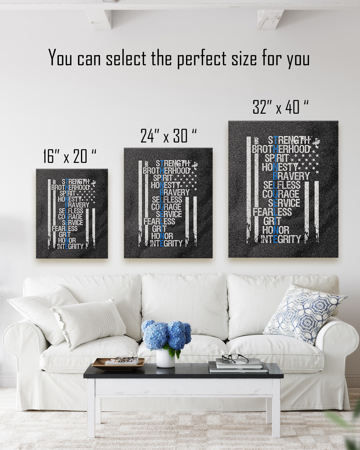 Thin Blue Line Wall Art Print - Law Enforcement Prints - Police Officer Gifts - Police Academy Graduation - Police Officer Wall Decor - Law Enforcement Appreciation Gift