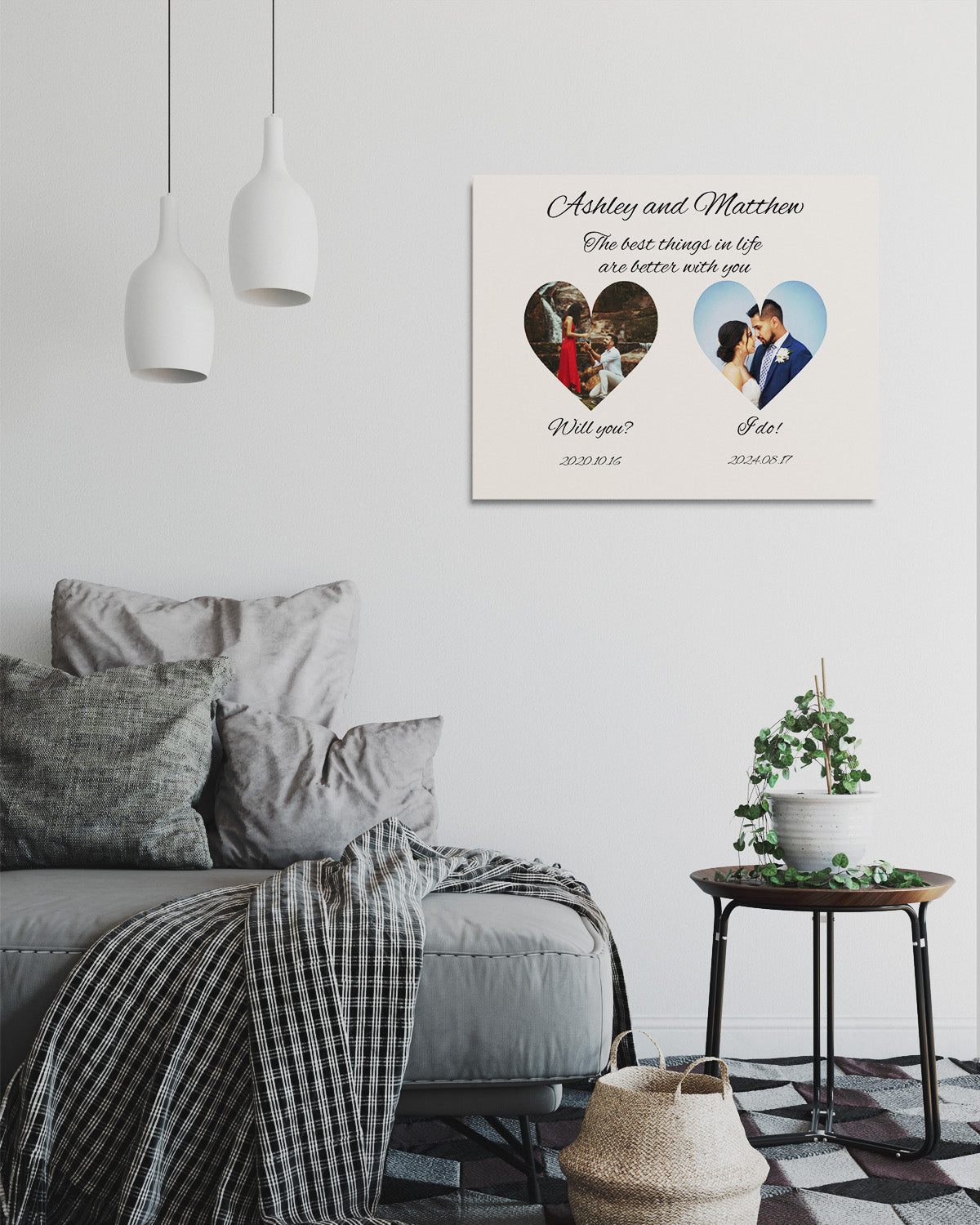 Customizable Couple Photo Wall Art Canvas - Wedding gift Personalized Horizontal Canvas