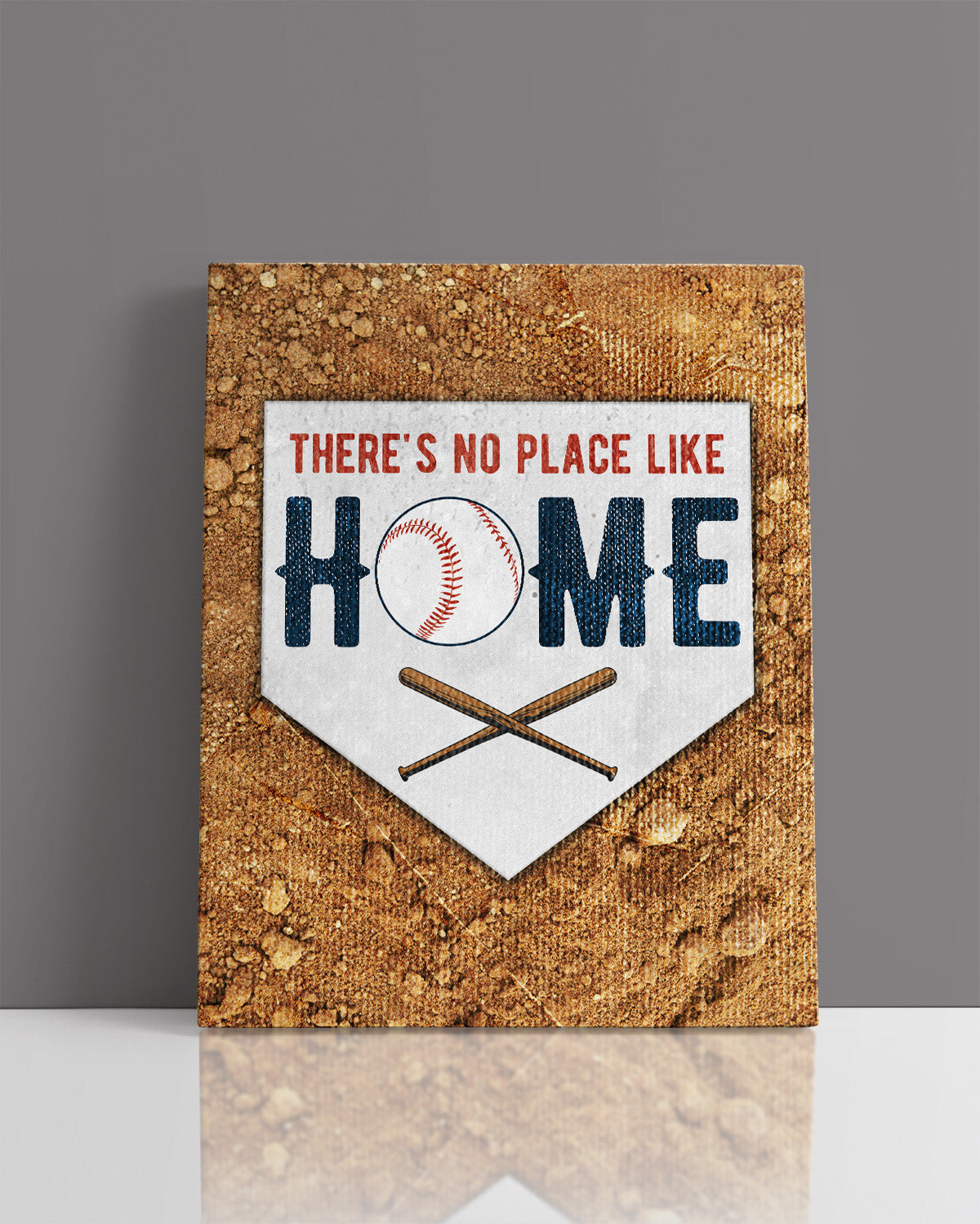 There's No Place Like Home - Baseball Motivational Sports Quotes - Baseball Wall Art for Boys Bedroom, Baseball Coach Gift - Inspirational Baseball Wall Decor