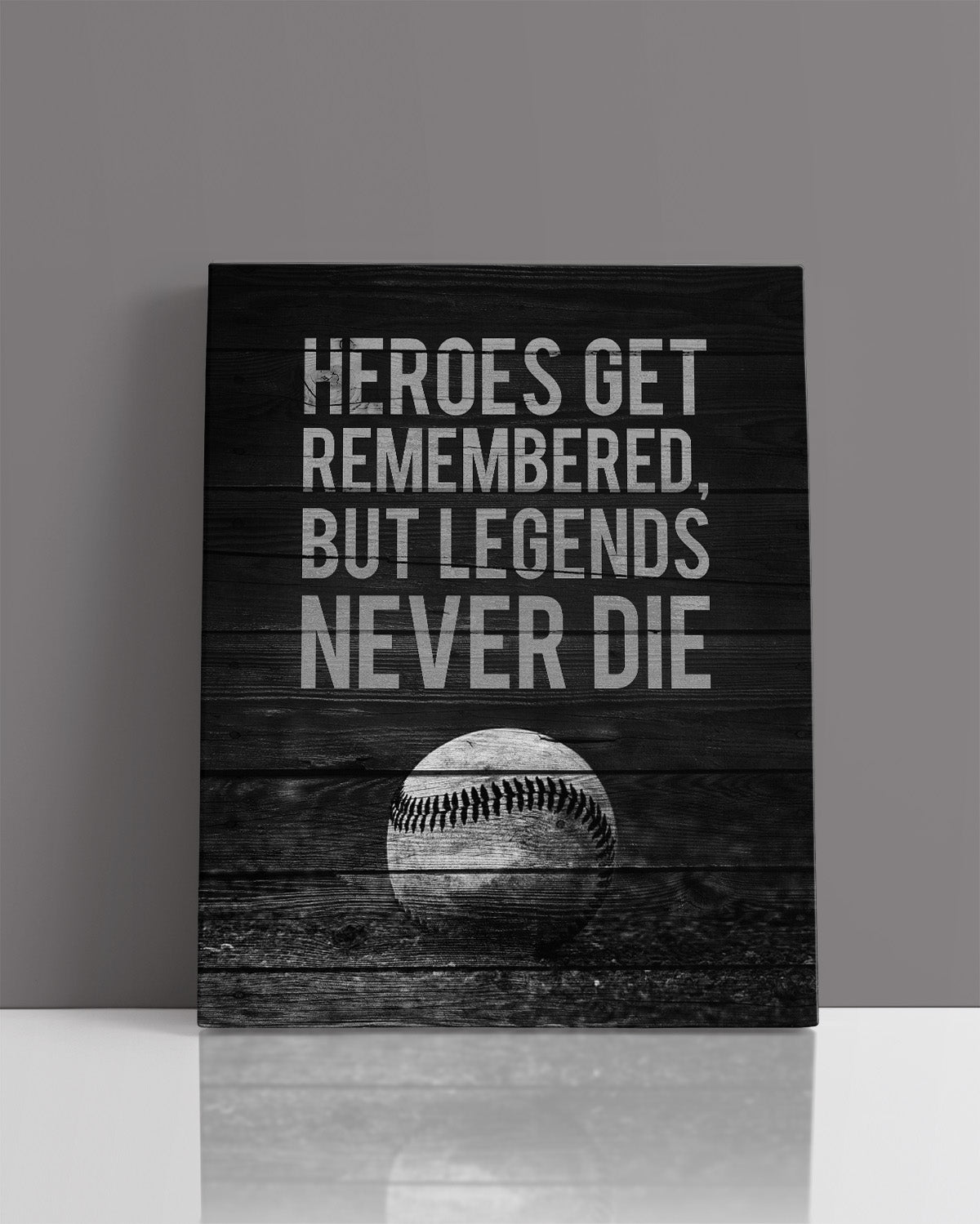 Heroes Get Remembered Legends Never Die - Baseball Motivational Sports Quotes - Baseball Wall Art for Boys Bedroom, Baseball Coach Gift - Inspirational Baseball Wall Decor