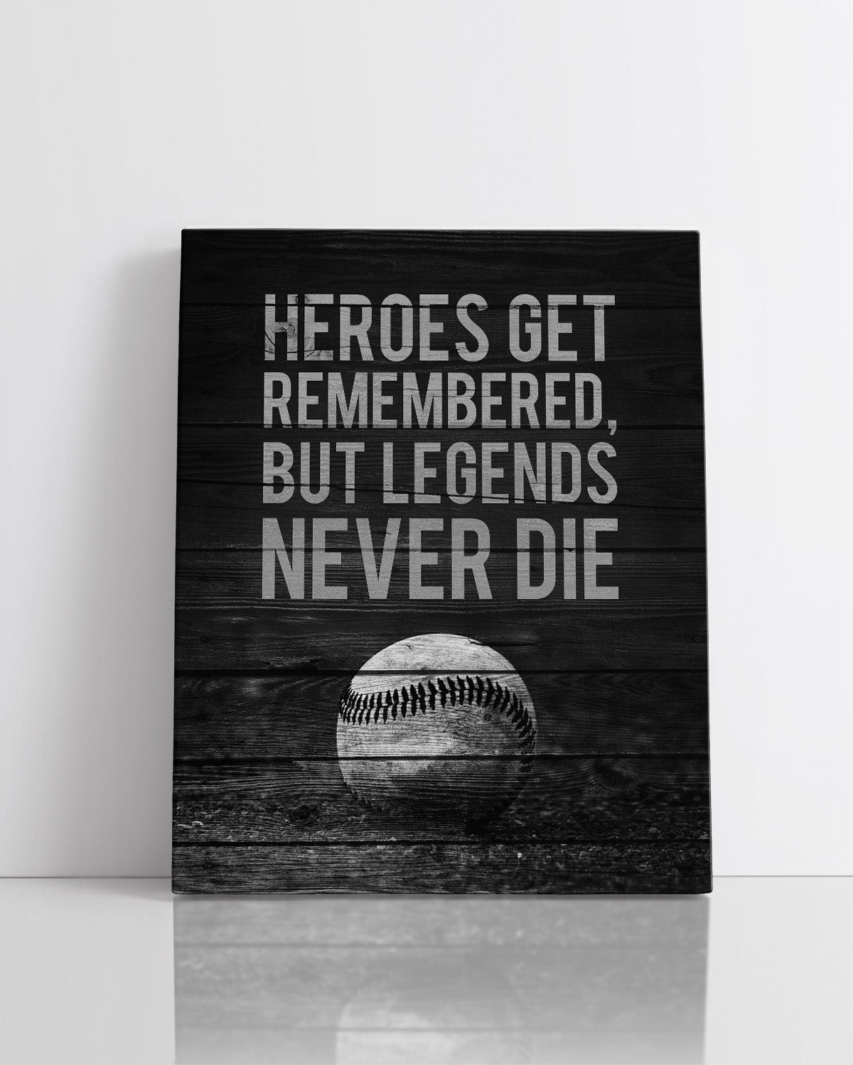 Heroes Get Remembered Legends Never Die - Baseball Motivational Sports Quotes - Baseball Wall Art for Boys Bedroom, Baseball Coach Gift - Inspirational Baseball Wall Decor