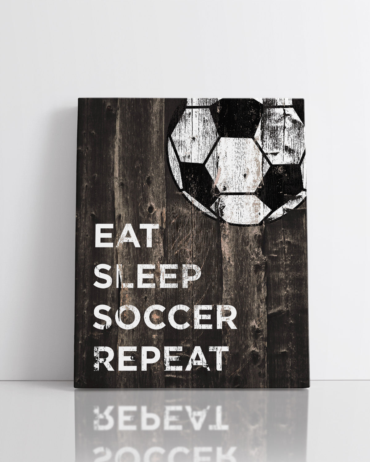 Eat Sleep Soccer Repeat room decor - Sports wall decor for boys and girls - Kids sport bedroom decor - Soccer ball rustic wall art - Thoughtful gift for a coach