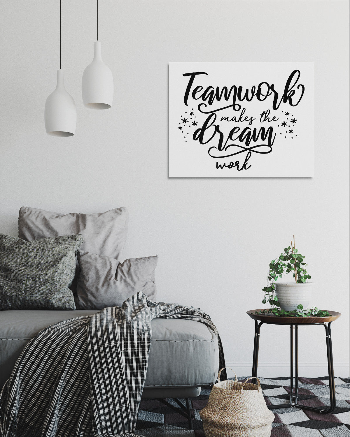 Govivo Teamwork Makes The Dream Work - Motivational Quote Wall Art Print - Wall Decor for Office, Cubicle and Bedroom - Inspirational Wall Art
