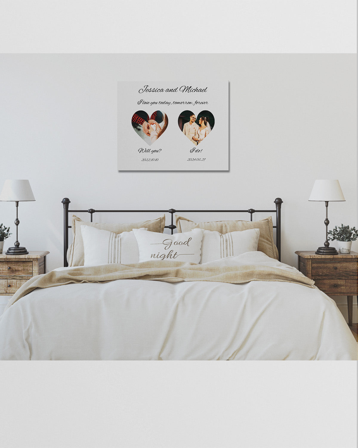 Customizable Couple Photo Wall Art Canvas - Wedding gift Personalized Horizontal Canvas