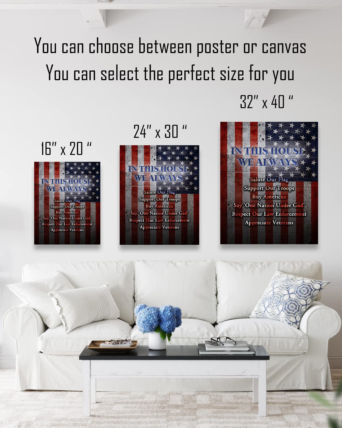 In This House - American Pride Wall Art - Patriotic Wall Decor - American Patriotic Decor - Military Wall Decor - Patriot Decorations - Gifts for Men or Women
