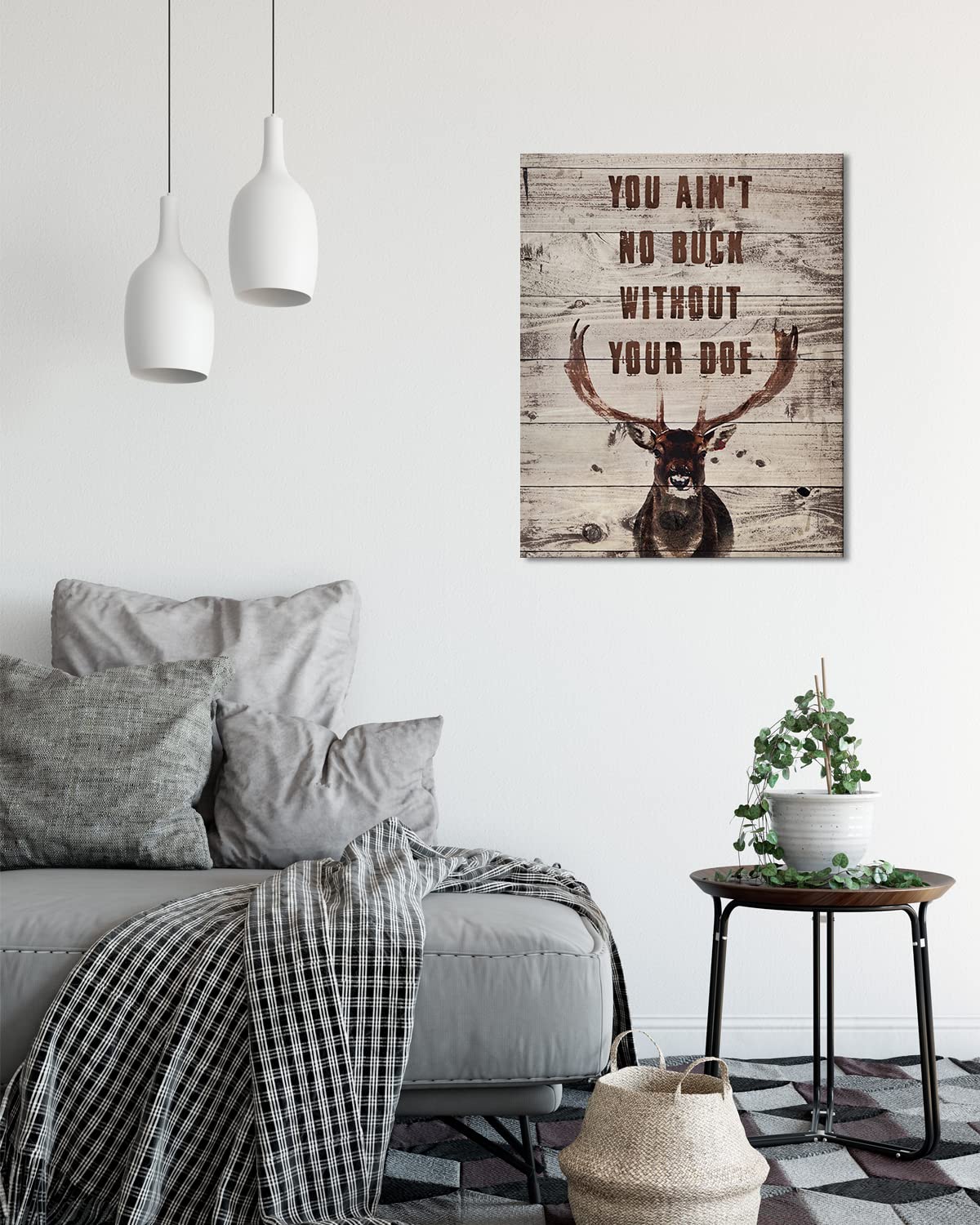 You Ain't No Buck Without Your Doe - Hunting Decor - Hunting Wall Art Decor - Gifts for Hunters - Rustic Hunting Cabin Decor - Farmhouse Hunting Wall Decor