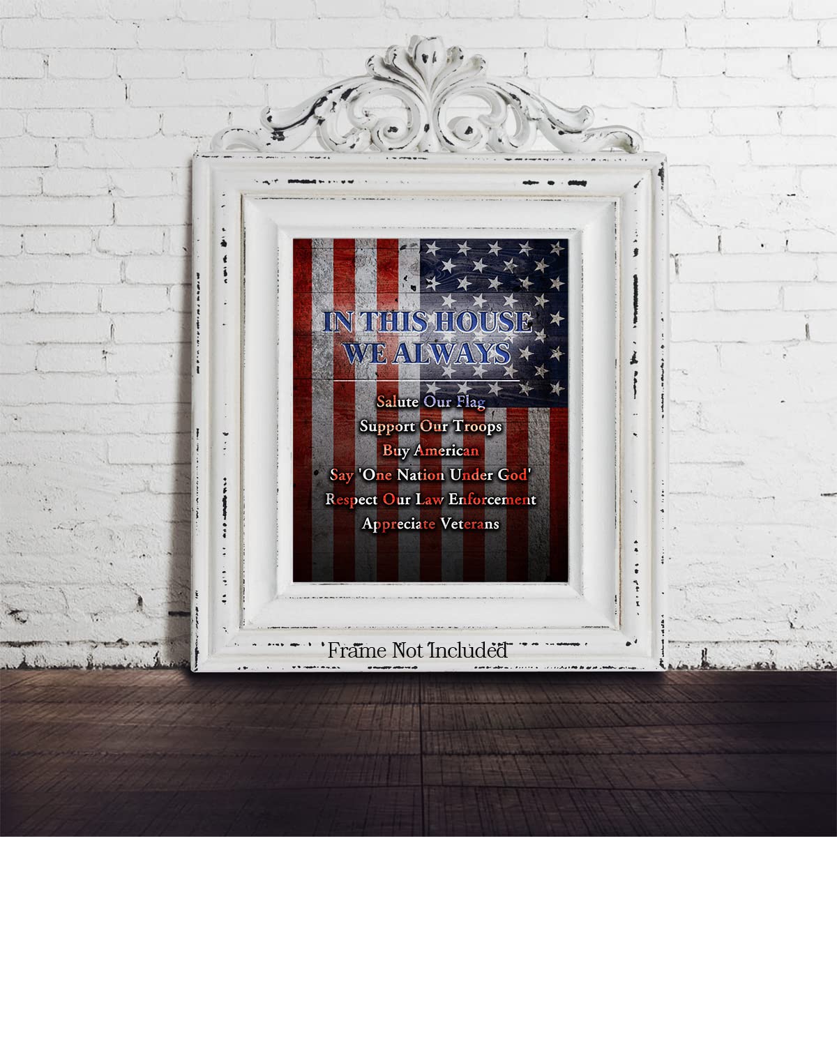 In This House - American Pride Wall Art - Patriotic Wall Decor - American Patriotic Decor - Military Wall Decor - Patriot Decorations - Gifts for Men or Women