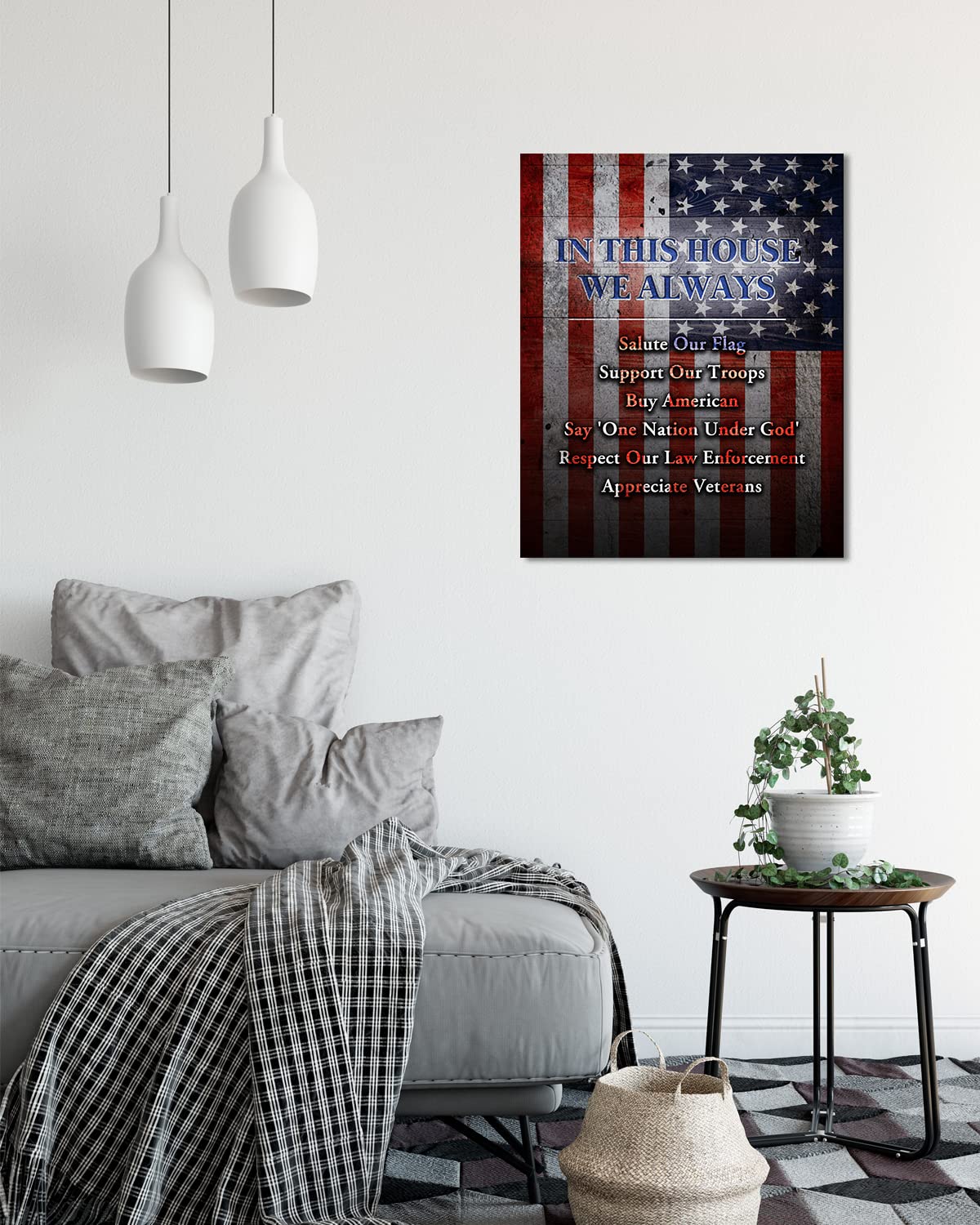 In This House - American Pride Wall Art - Patriotic Wall Decor - American Patriotic Decor - Military Wall Decor - Patriot Decorations - Gifts for Men or Women