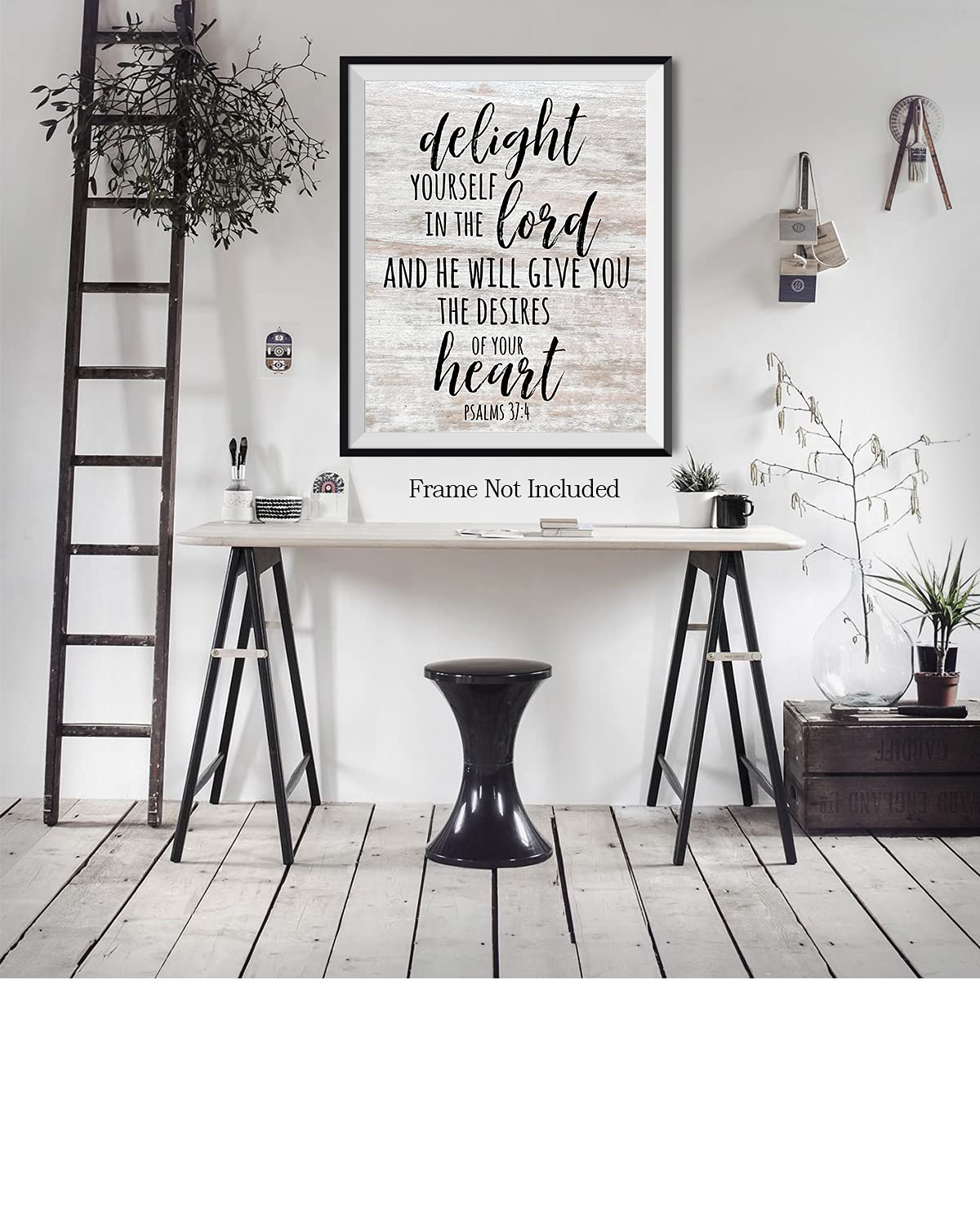 Delight yourself in the Lord, Psalm 37:4 bible verse - Christian home decor - Motivational wall art for farmhouse decor - Christmas gifts for women