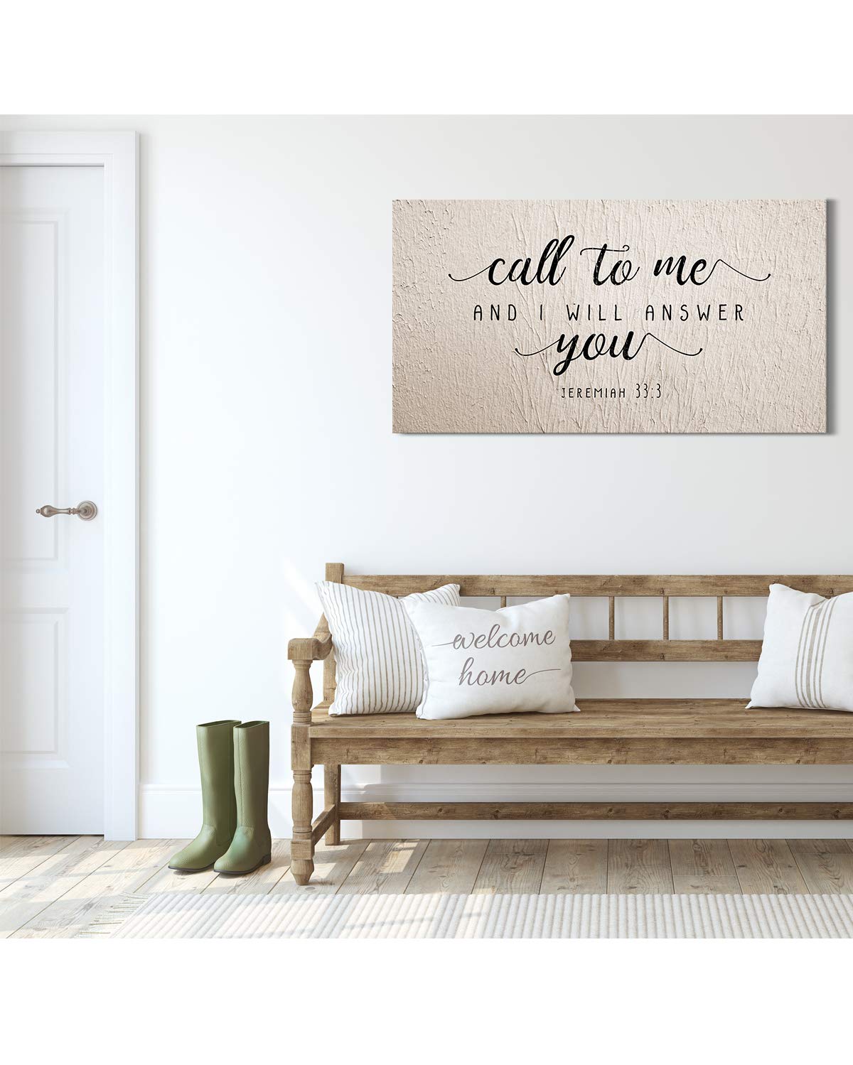 Call To Me and I Will Answer You Jeremiah 33:3 - Religious Wall Decor Art Canvas on Cream Background - Ready to Hang - Great for above a couch, table, bed or more