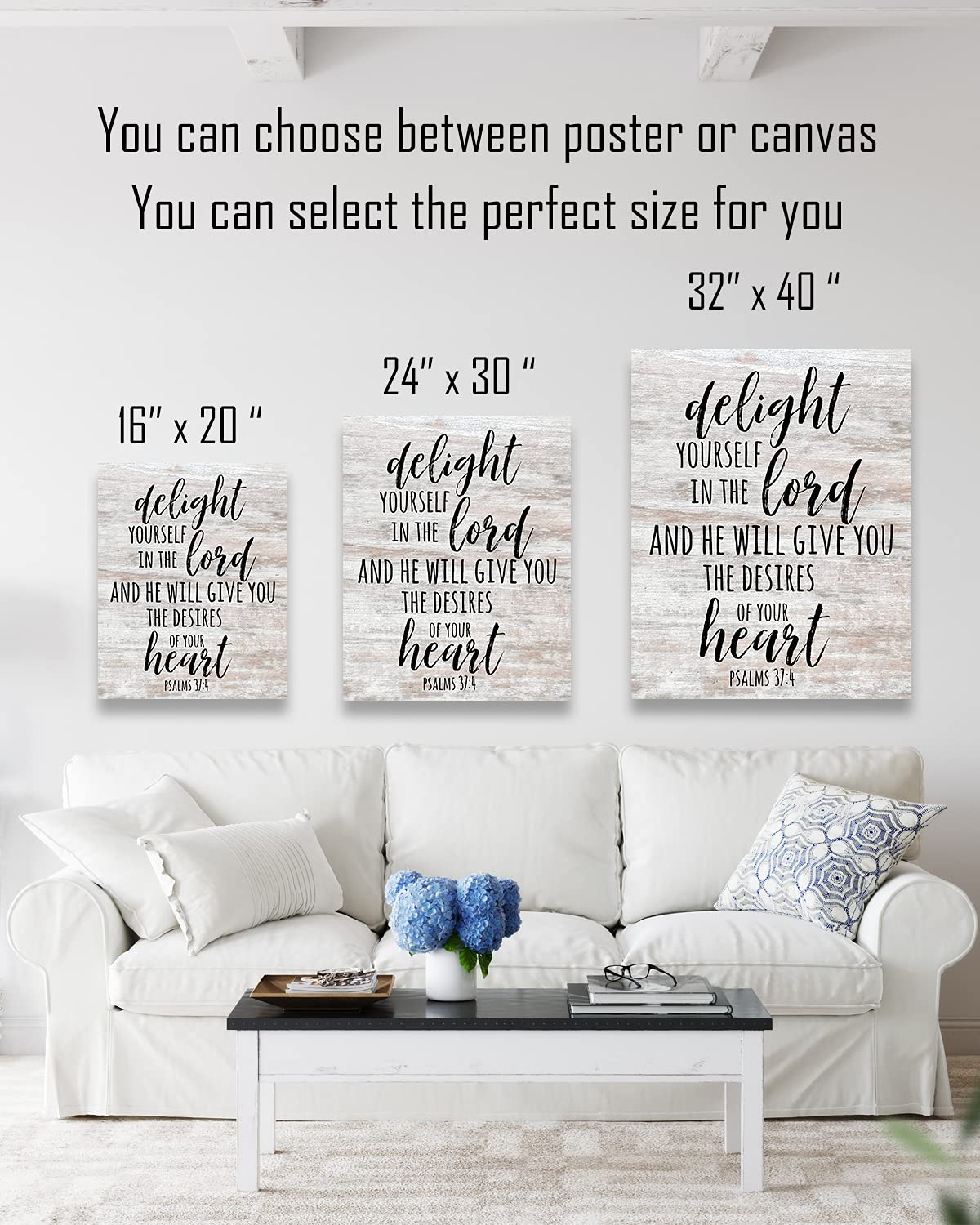 Delight yourself in the Lord, Psalm 37:4 bible verse - Christian home decor - Motivational wall art for farmhouse decor - Christmas gifts for women