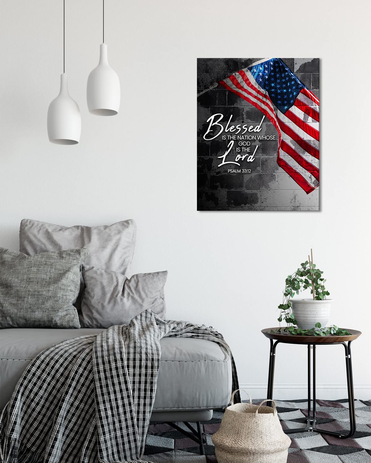 Blessed is the Nation Whose God is the Lord - Psalm 33:12 - Patriotic Wall Decor - American Patriotic Decor - Military Wall Decor - Patriot Decorations