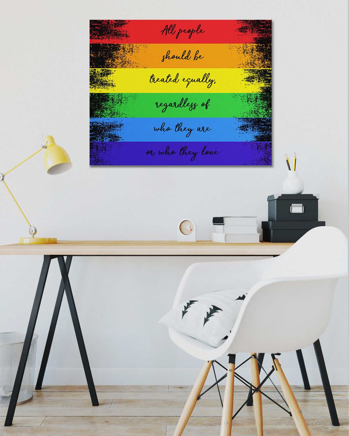 All People Should Be Treated Equally - artwork printed on canvas inspired by the LGBTQ community - great gift for relatives and friends
