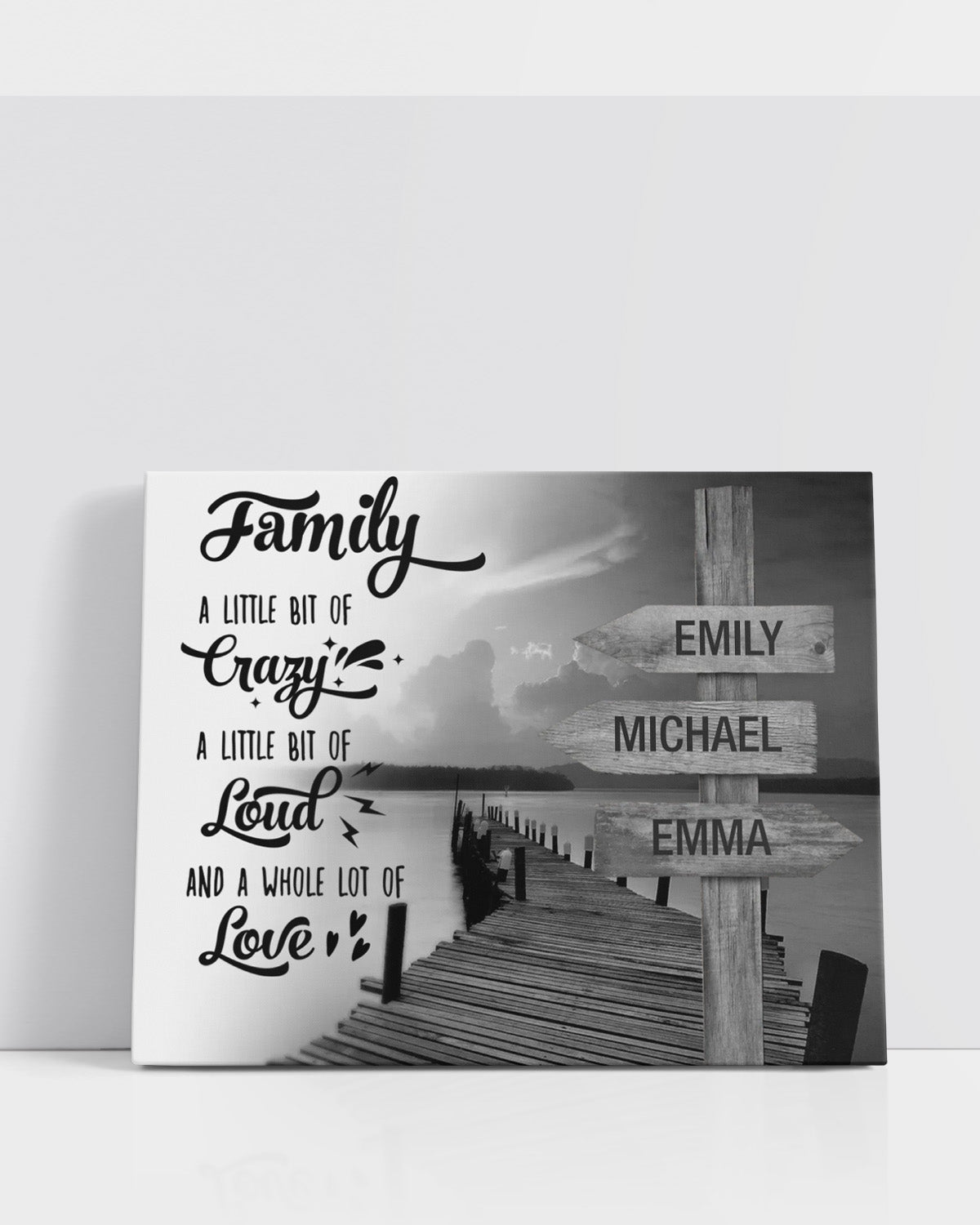 Customizable Ocean Dock Family Wall Art Canvas - (Multi-Name Family members) - Family Personalized Custom Horizontal Canvas