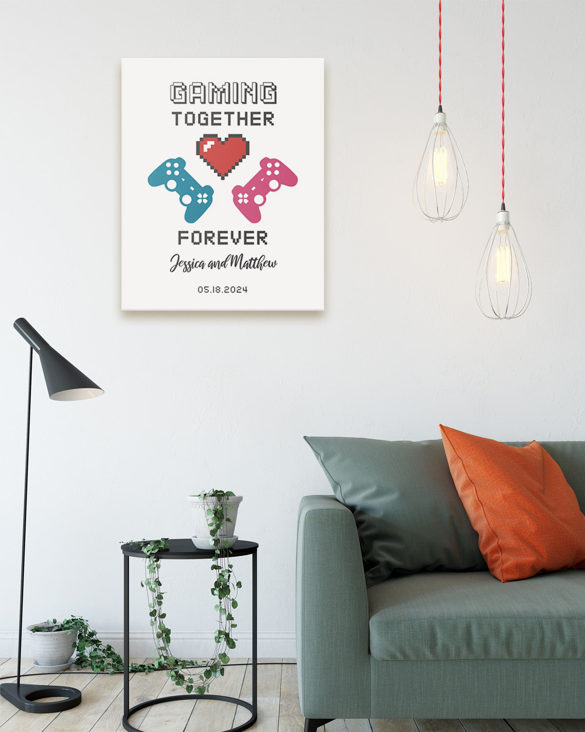 Gaming Together Forever - Customizable Wall Decor Canvas Art for gamers - Great gift for a wedding or anniversary