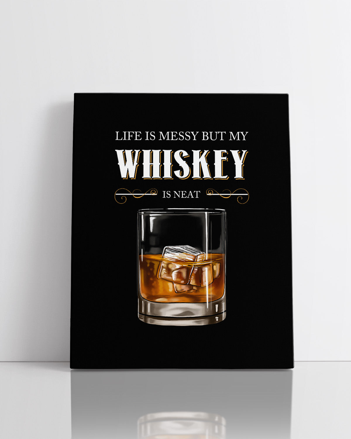 Life Is Messy But My Whiskey Is Neat - Whiskey Drinker Gift - Vintage Bar Prints - Home Bar Wall Decor