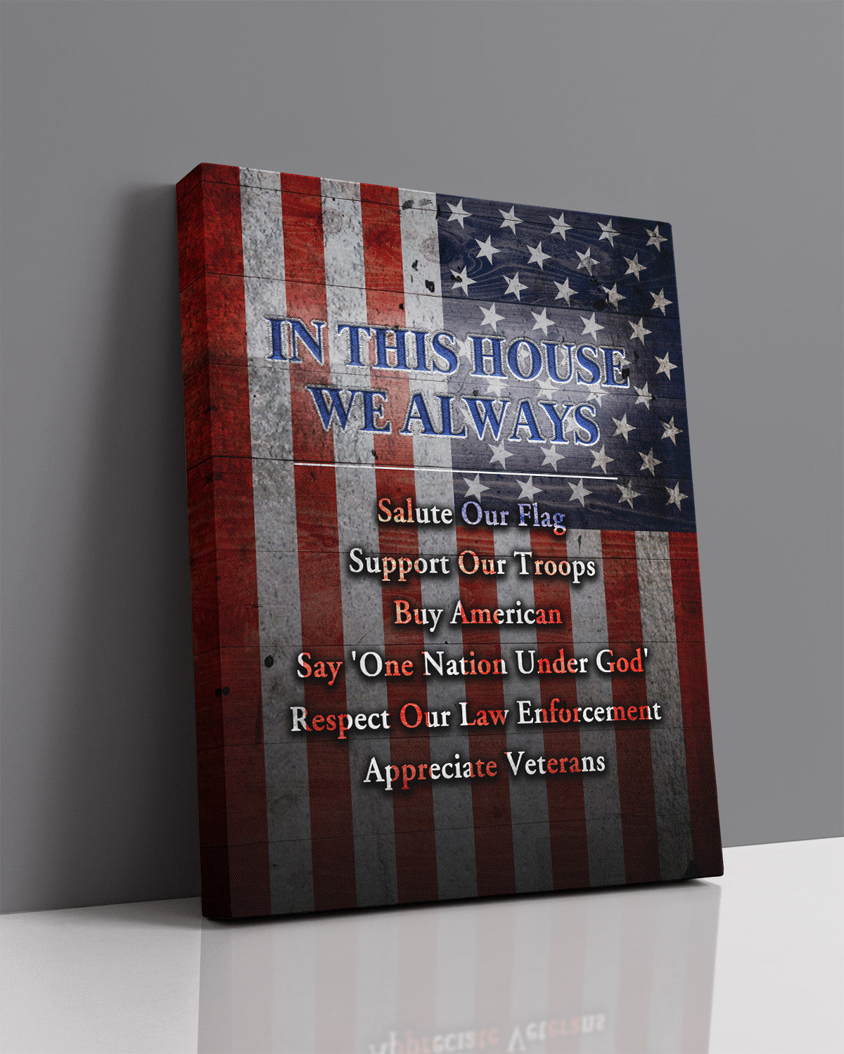 In This House - American Pride Wall Art - Patriotic Wall Decor - American Patriotic Decor - Military Wall Decor - Patriot Decorations - Gifts for Men or Women