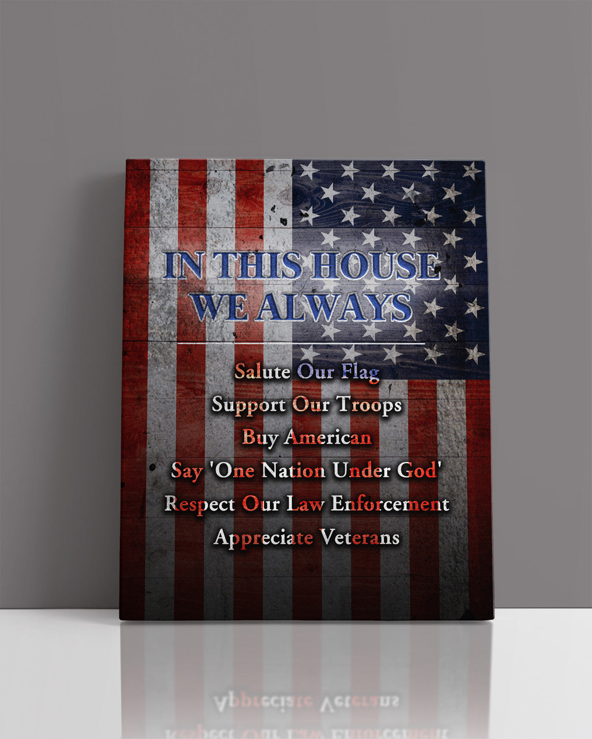 In This House - American Pride Wall Art - Patriotic Wall Decor - American Patriotic Decor - Military Wall Decor - Patriot Decorations - Gifts for Men or Women
