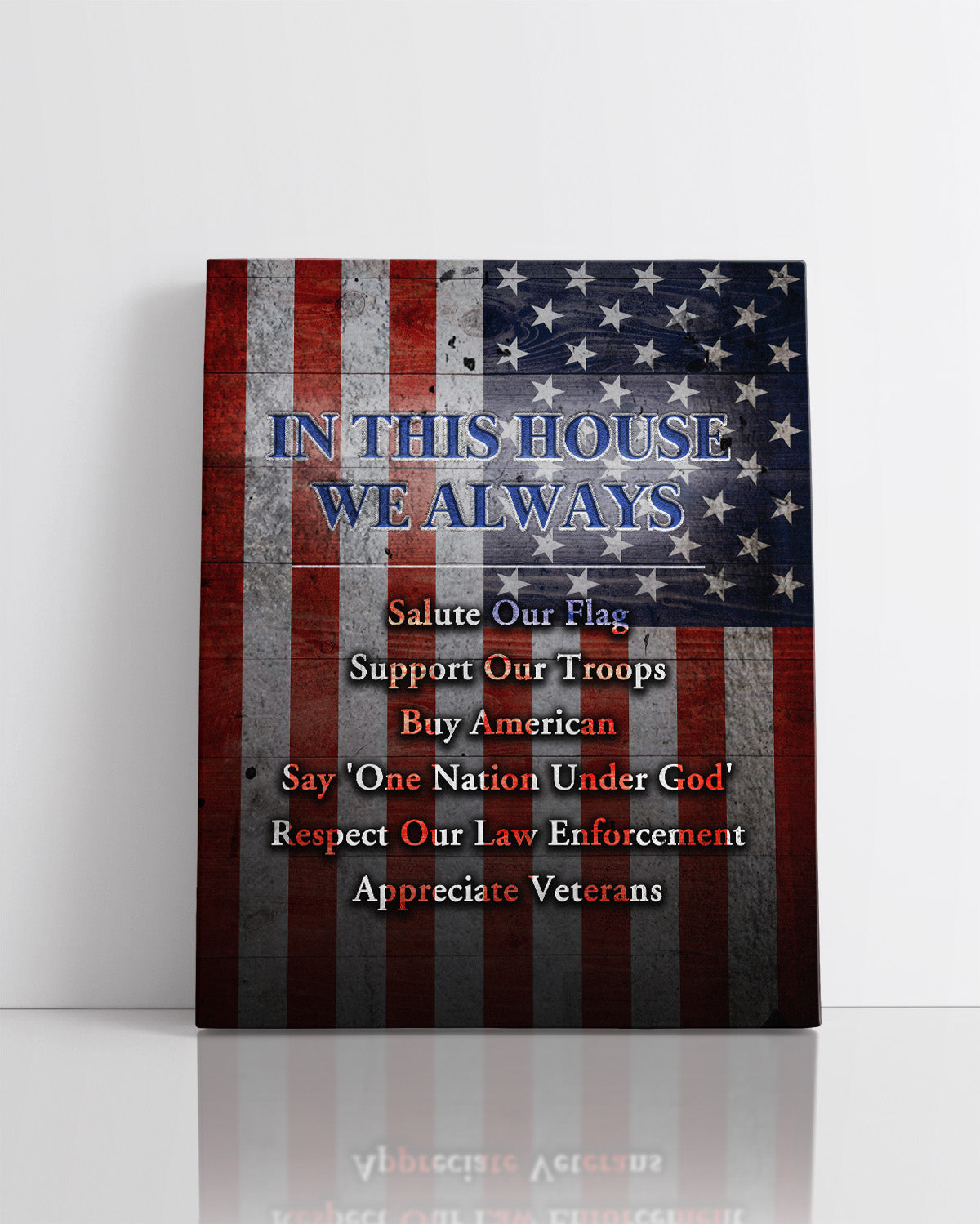 In This House - American Pride Wall Art - Patriotic Wall Decor - American Patriotic Decor - Military Wall Decor - Patriot Decorations - Gifts for Men or Women
