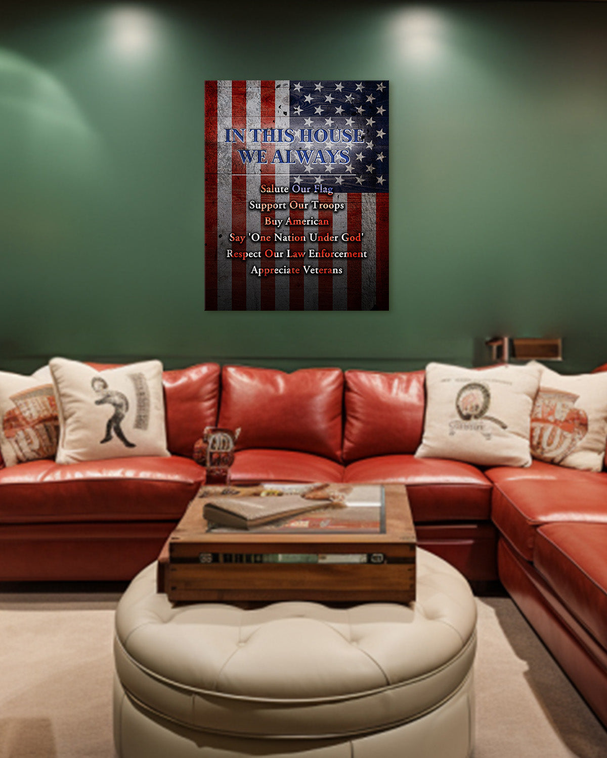 In This House - American Pride Wall Art - Patriotic Wall Decor - American Patriotic Decor - Military Wall Decor - Patriot Decorations - Gifts for Men or Women