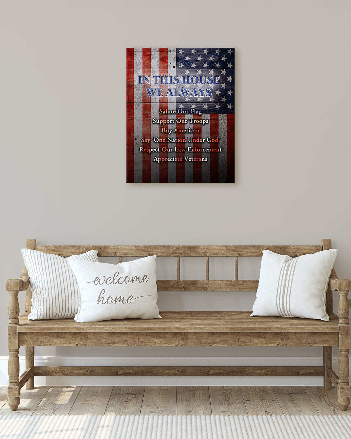 In This House - American Pride Wall Art - Patriotic Wall Decor - American Patriotic Decor - Military Wall Decor - Patriot Decorations - Gifts for Men or Women