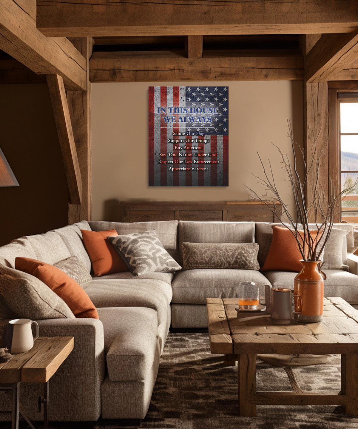 In This House - American Pride Wall Art - Patriotic Wall Decor - American Patriotic Decor - Military Wall Decor - Patriot Decorations - Gifts for Men or Women