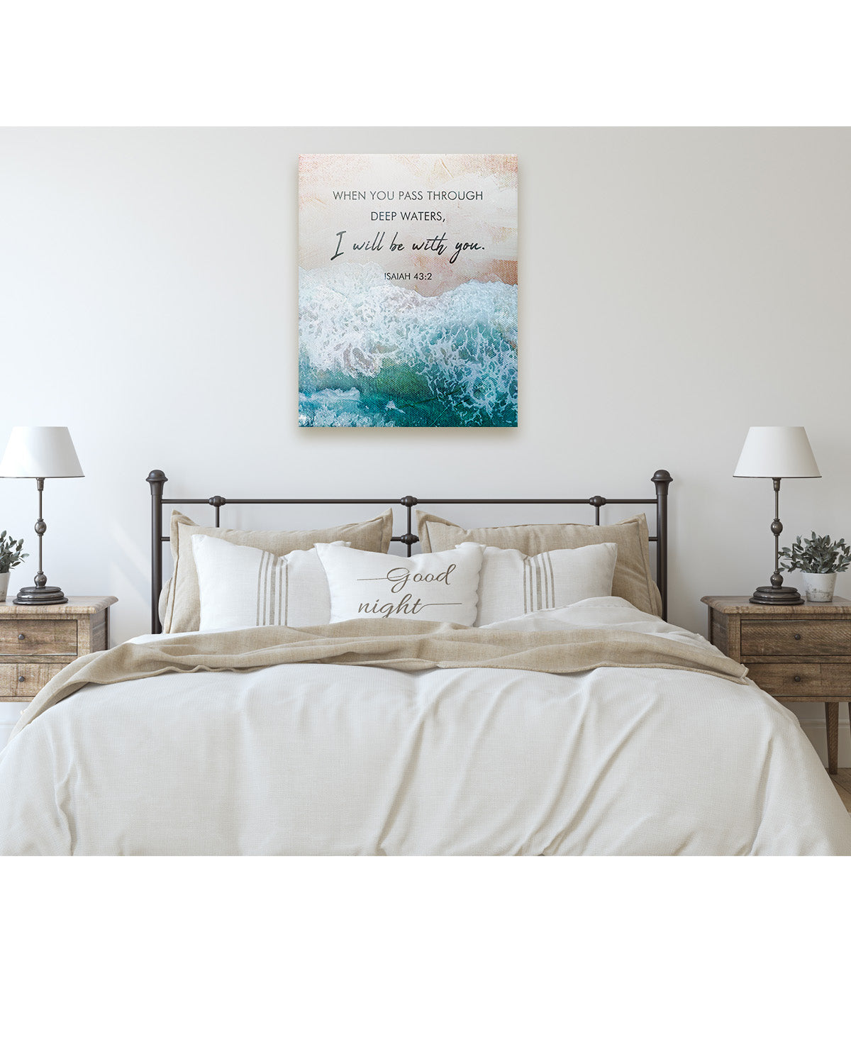 Govivo I Will Be With You Isaiah 43:2 Bible Verse - Christian Wall Art - Minimalist Watercolor Religious Scriptures Wall Decor - Farmhouse Decor