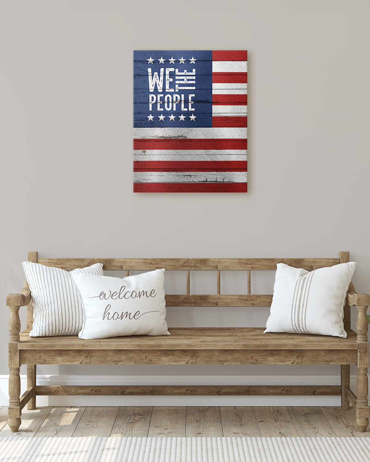 American Flag Wall Art - Patriotic Wall Decor - Veterans, Memorial Day and 4th of July Canvas - Farmhouse Decor - Gift for Americana History Buffs Military Vets Patriots