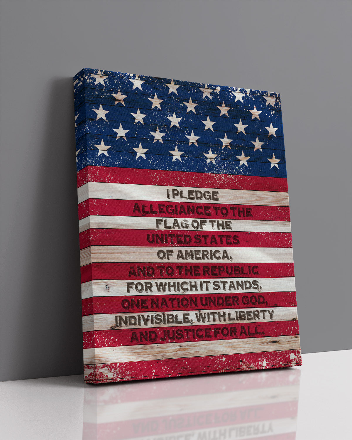 Pledge of Allegiance American Flag Wall Art - Patriotic Wall Decor - Memorial Day, 4th of July Canvas - Gift for Americana, US History Buffs, Military Veterans, Patriots
