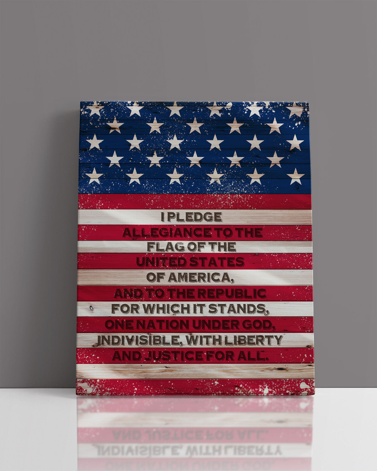 Pledge of Allegiance American Flag Wall Art - Patriotic Wall Decor - Memorial Day, 4th of July Canvas - Gift for Americana, US History Buffs, Military Veterans, Patriots