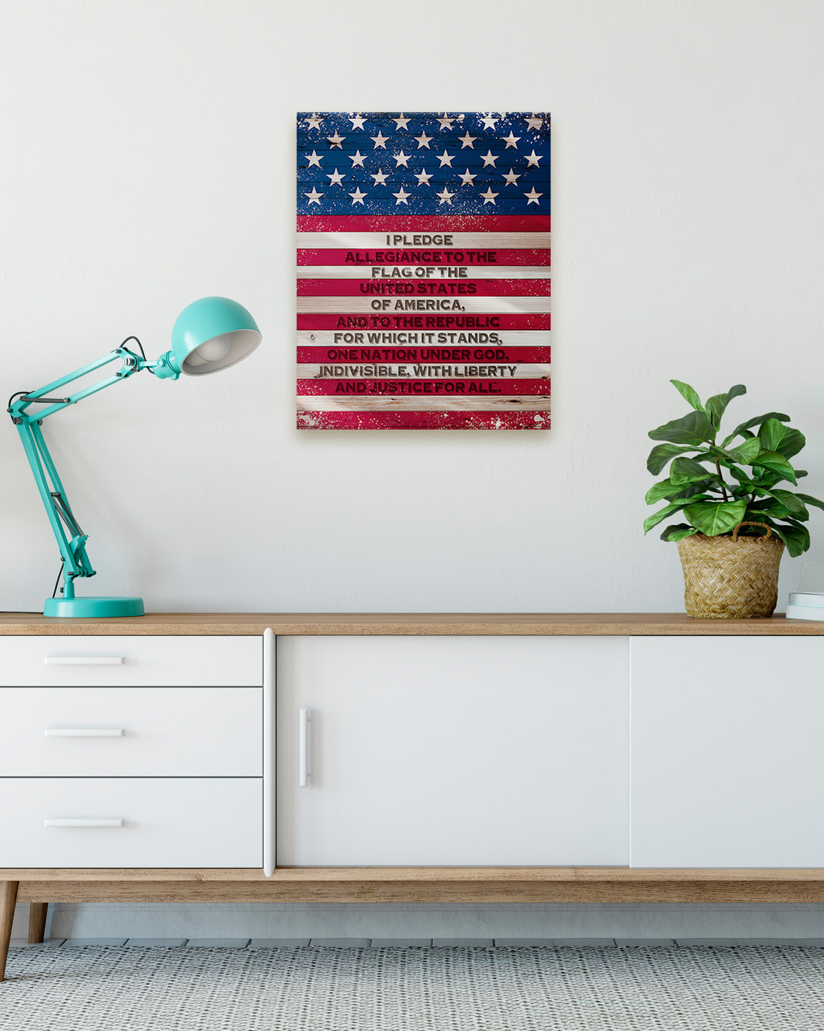 Pledge of Allegiance American Flag Wall Art - Patriotic Wall Decor - Memorial Day, 4th of July Canvas - Gift for Americana, US History Buffs, Military Veterans, Patriots