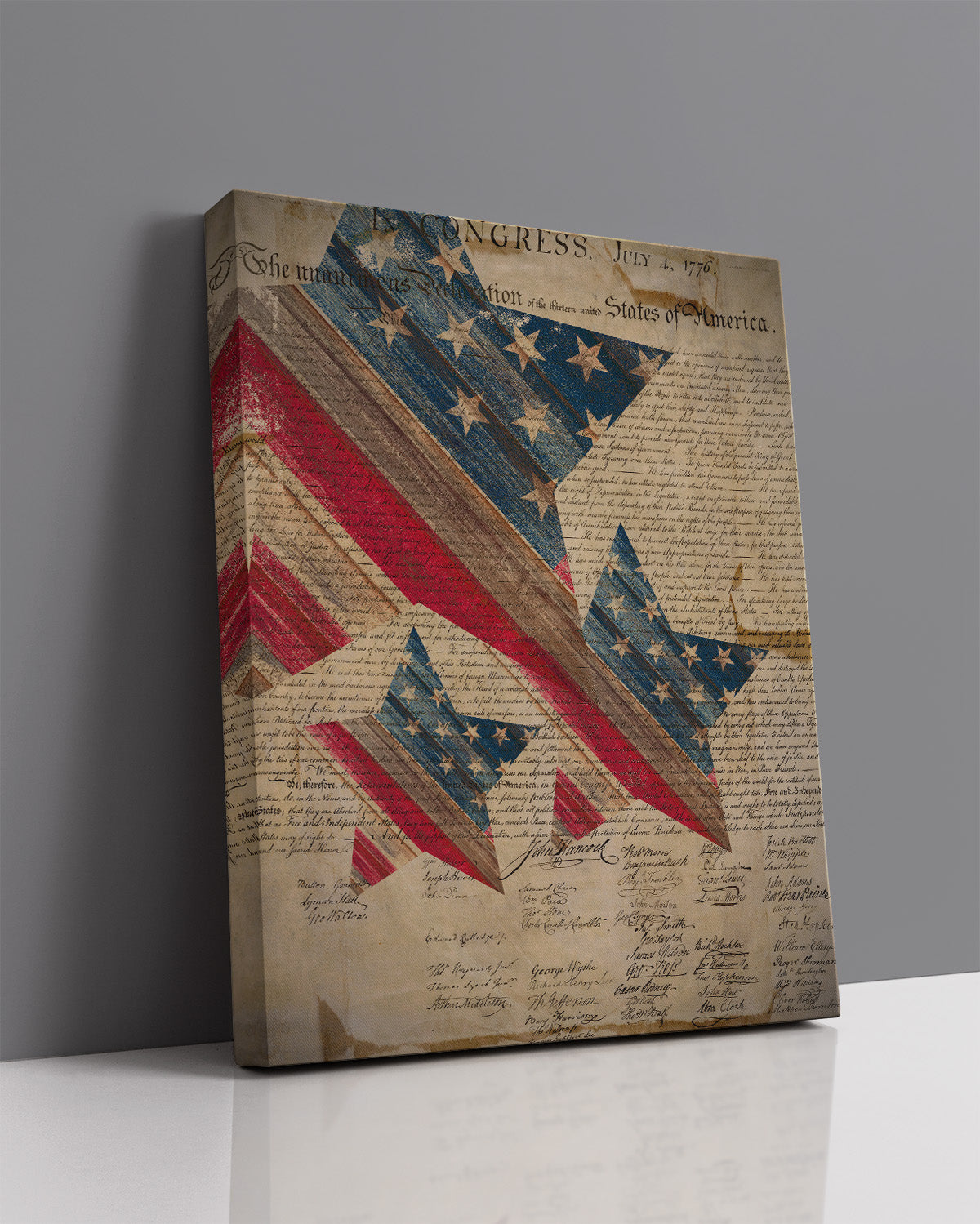 Declaration of Independence Wall Art Canvas - Patriotic Wall Decor - Memorial Day, 4th of July Gift for Americana, US History Buffs, Military Veterans Patriots