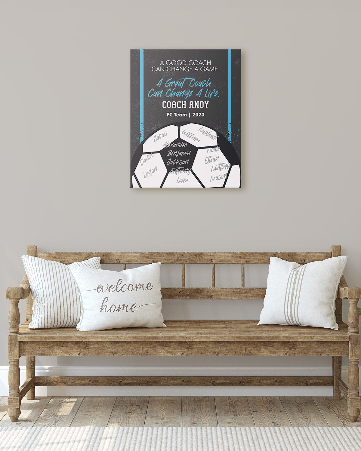 Soccer Coach Appreciation Gift - Customize With Athlete Names, Coach's Names, Team Name, Year or Season - Motivational Sports Wall Art - Coach's Quote