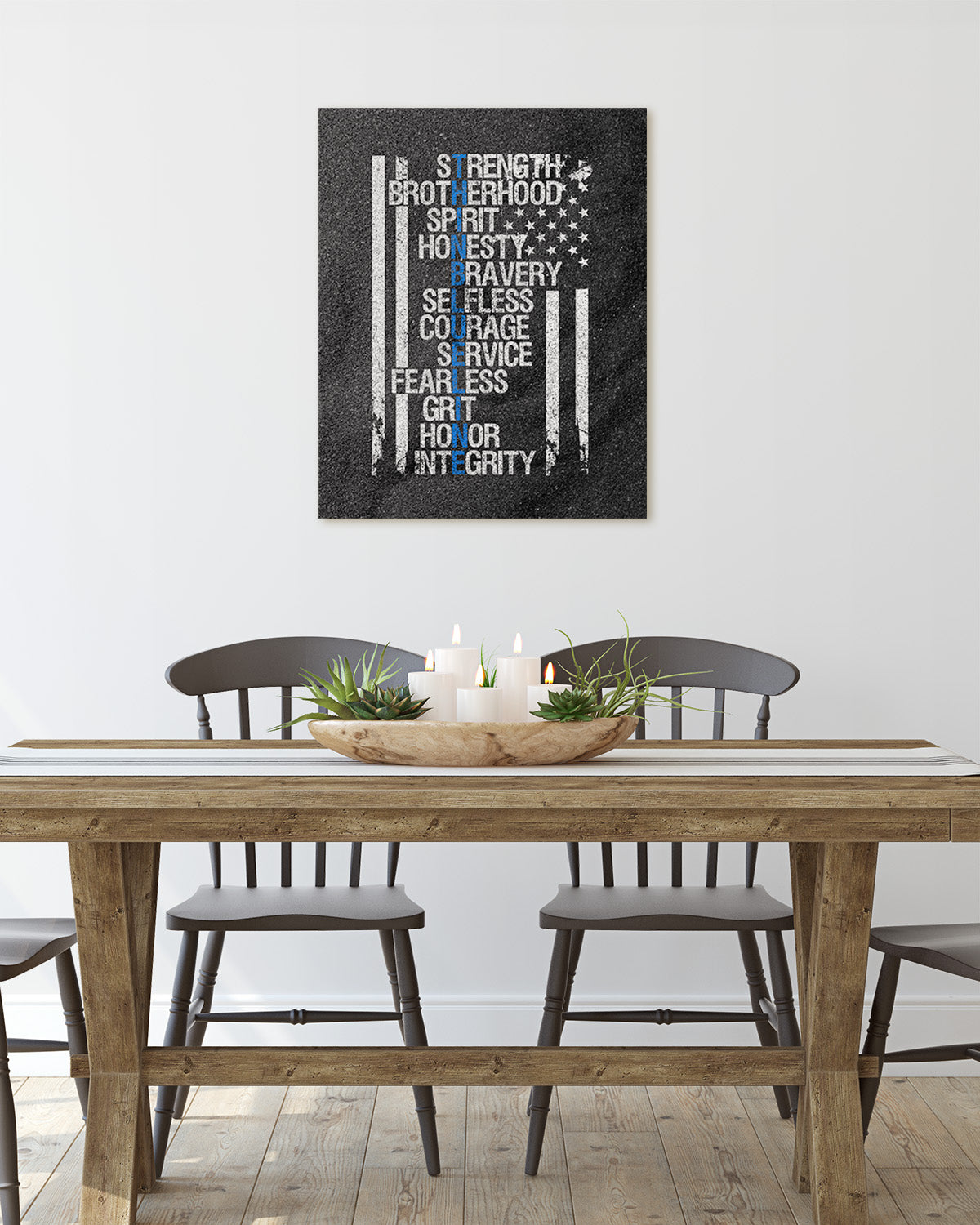 Thin Blue Line Wall Art Print - Law Enforcement Prints - Police Officer Gifts - Police Academy Graduation - Police Officer Wall Decor - Law Enforcement Appreciation Gift