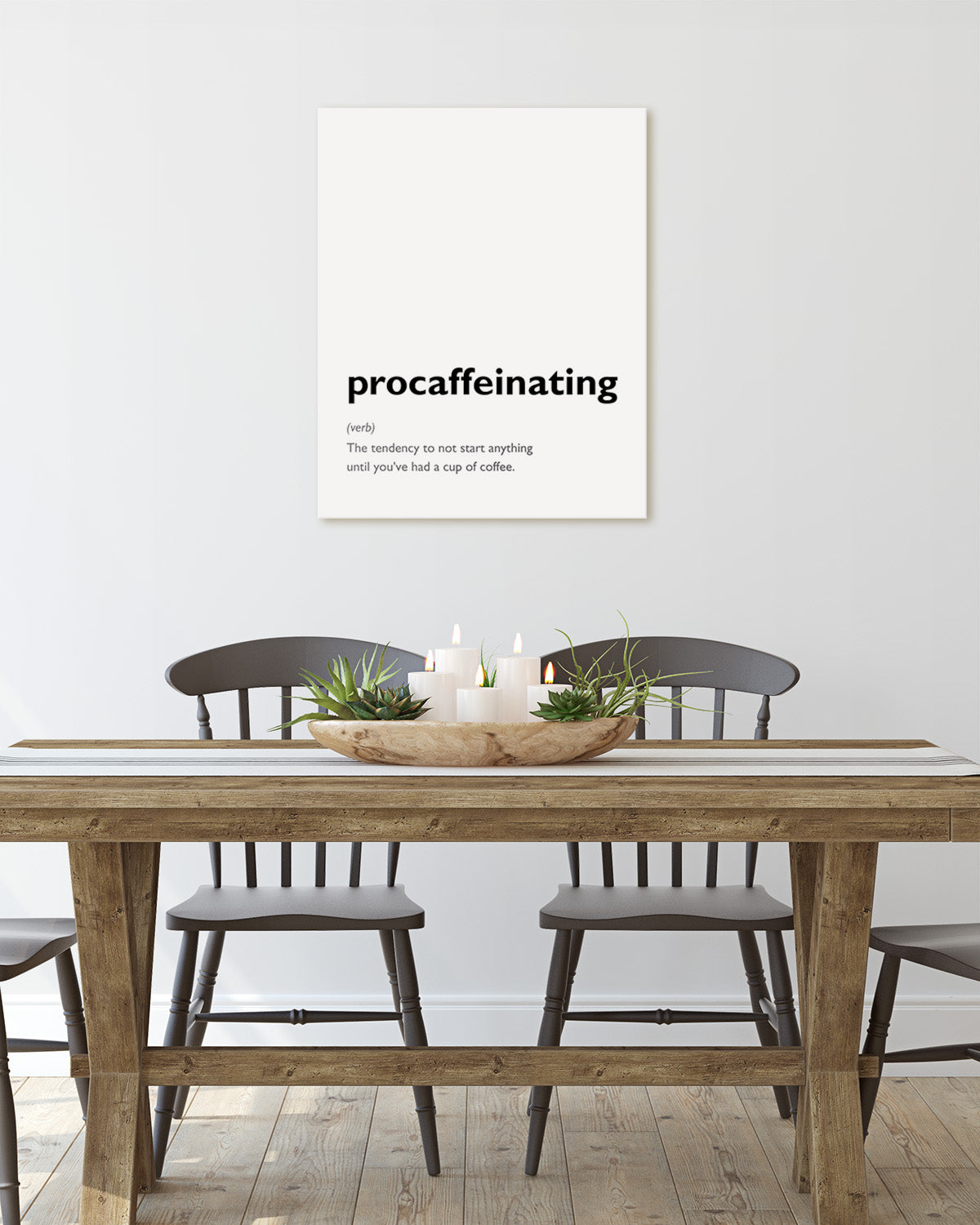 Procaffeinating Definition Wall Art - Funny Gift for Coffee Lovers - Minimalist Modern Typography Wall Decor - Kitchen Wall Decor - Gift for Coffee Drinkers