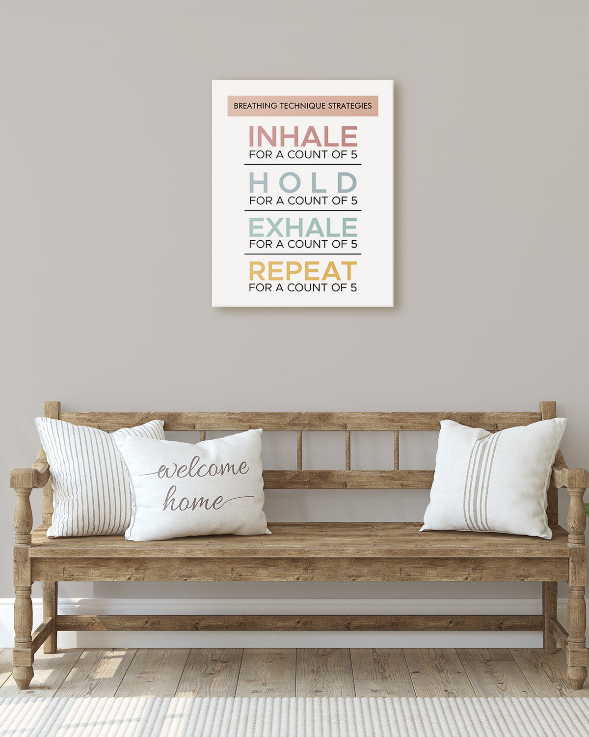 Govivo Breathing Technique Strategies - Wall Decor for Therapy Office - Mindfulness Wall Decor - Counseling Office - Mental Health Wall Art - School Psychologist, Therapist
