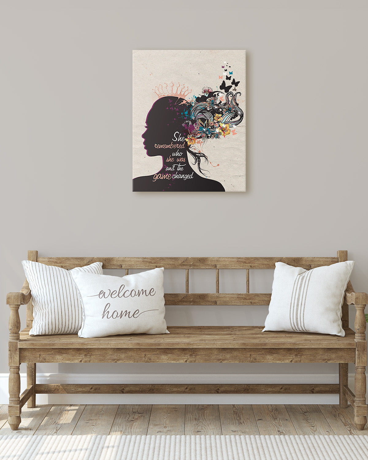 She Remembered Who She Was and The Game Changed Inspirational Wall Art - Positive Affirmations Wall Decor for Women Girls Teens Daughter - Uplifting Aesthetic Home Decor