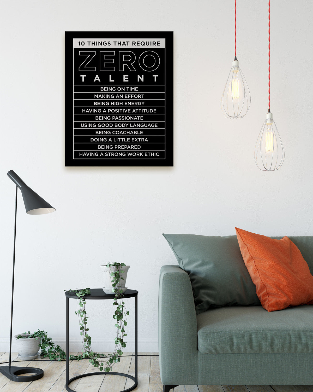 10 Things That Require Zero Talent Room Decor - Inspirational Wall Art - Motivational Wall Decor for Office Kitchen Bedroom Bathroom - Gift for Women Men Mentor Teens