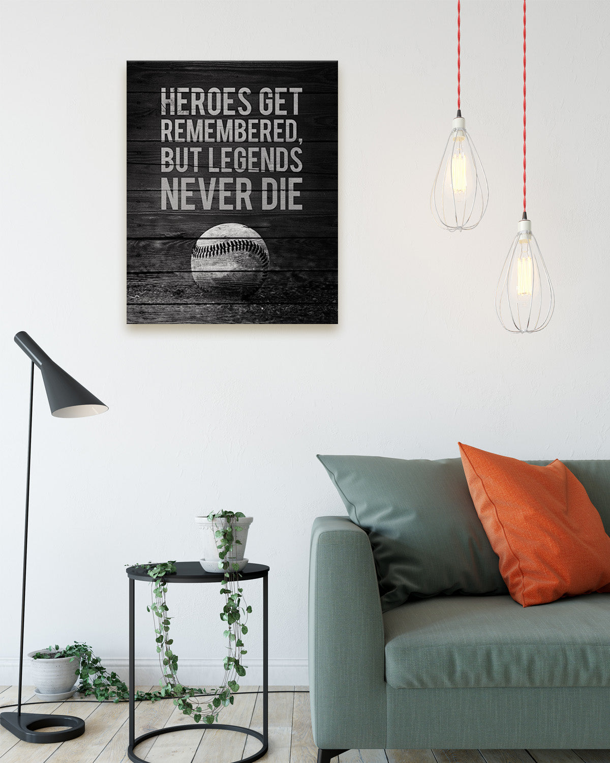 Heroes Get Remembered Legends Never Die - Baseball Motivational Sports Quotes - Baseball Wall Art for Boys Bedroom, Baseball Coach Gift - Inspirational Baseball Wall Decor