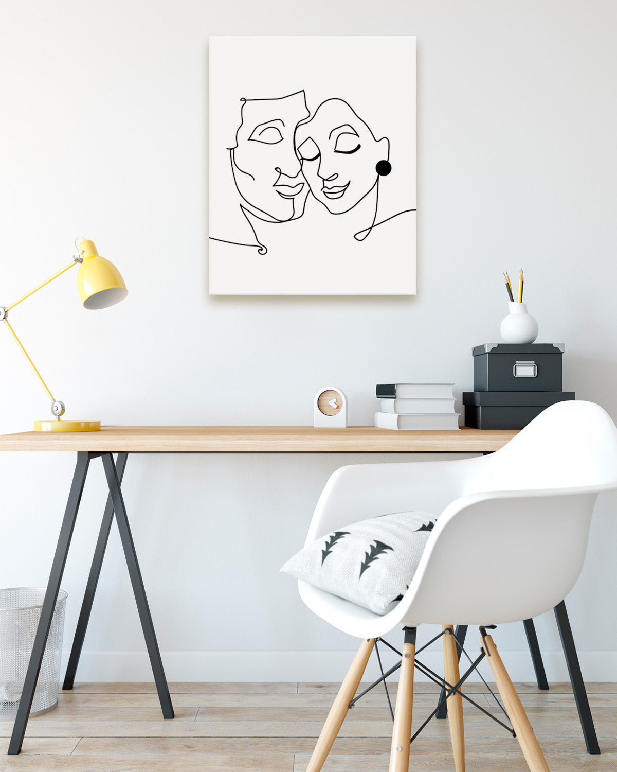Abstract Line Drawing of A Man and A Woman - Wall Decor Art Print with a white background