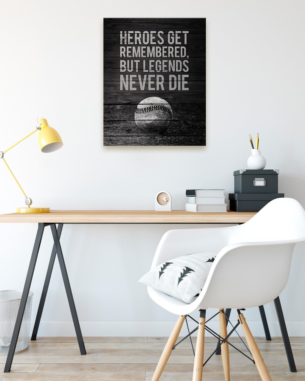 Heroes Get Remembered Legends Never Die - Baseball Motivational Sports Quotes - Baseball Wall Art for Boys Bedroom, Baseball Coach Gift - Inspirational Baseball Wall Decor