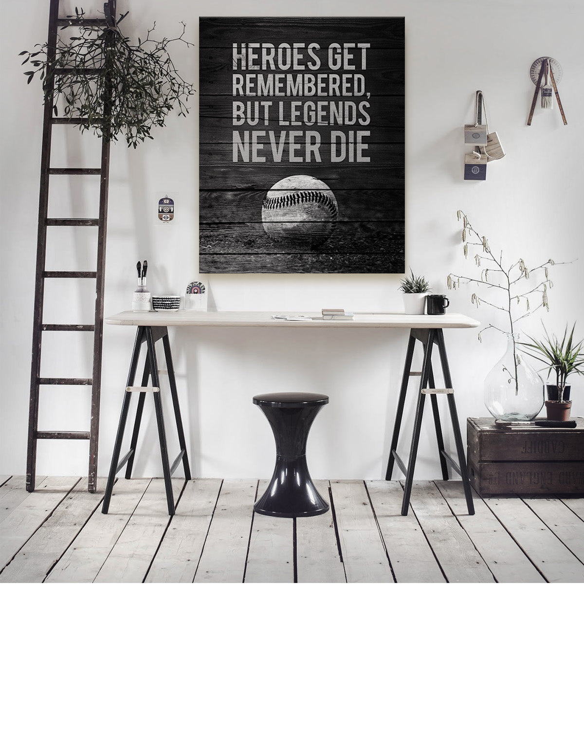 Heroes Get Remembered Legends Never Die - Baseball Motivational Sports Quotes - Baseball Wall Art for Boys Bedroom, Baseball Coach Gift - Inspirational Baseball Wall Decor